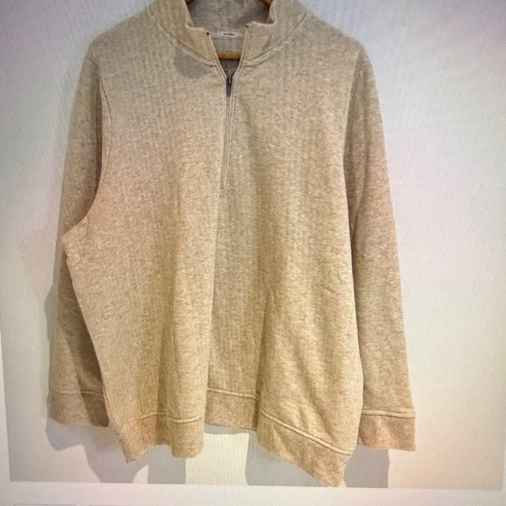 Market Spruce Woman Beige 1/4 Zip Neck Long Sleeve Pullover Sweatshirt Size 3X